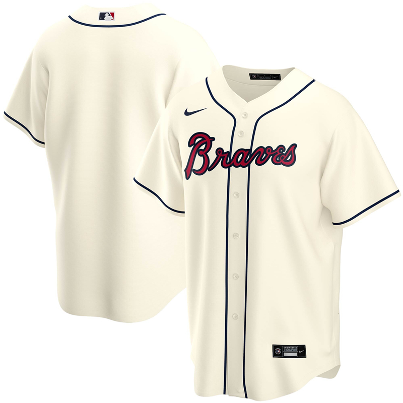 2020 MLB Men Atlanta Braves Nike Cream Alternate 2020 Replica Team Jersey 1->atlanta braves->MLB Jersey